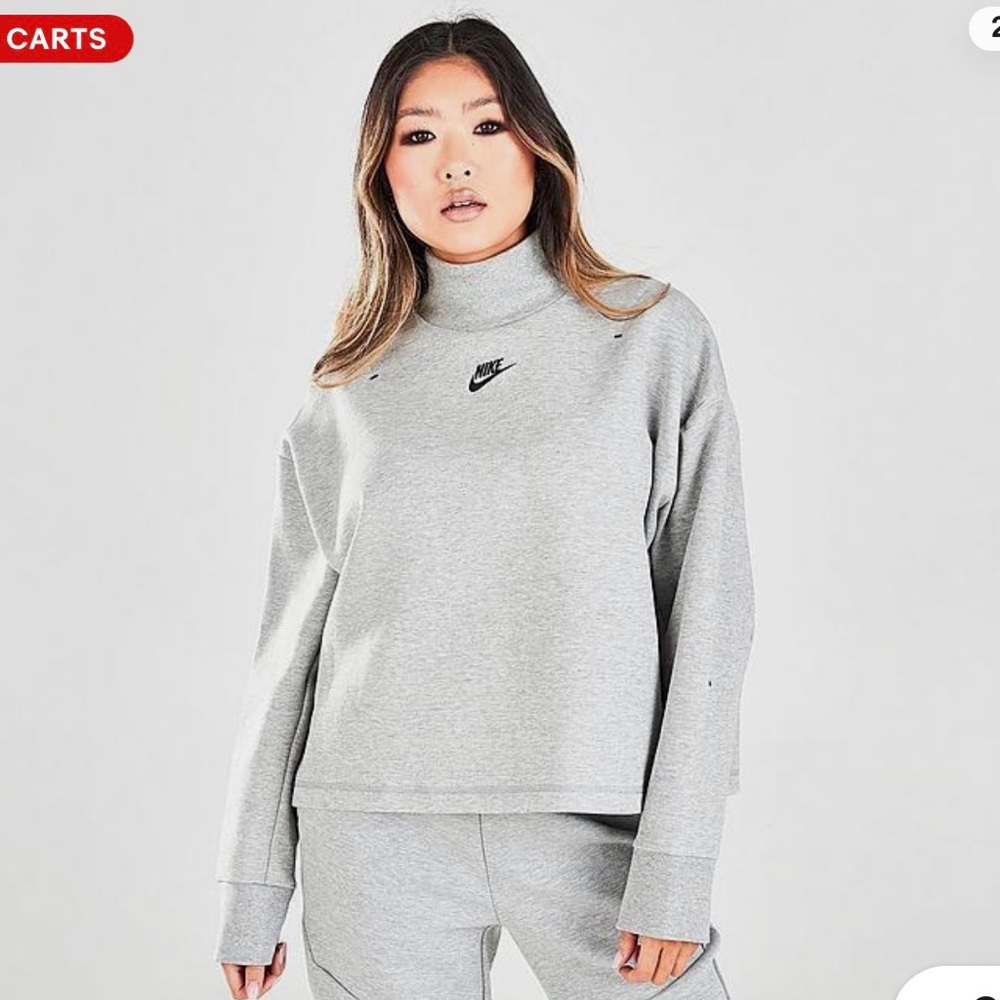 Nike Tech Fleece Gray Cropped Turtleneck - Picture 4 of 4